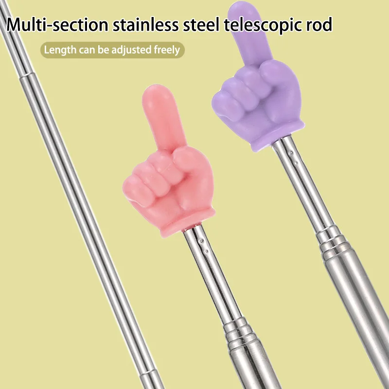 5 Pcs Stainless Steel Teaching Pointer Telescopic Rod Finger Design Teaching Stick Finger Reading Sticks School Office Supplies