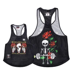 Skull Rose Sports and Leisure Style Gym Running Training Sleeveless Quick Drying Minimalist Summer Slim Fit Tank Top