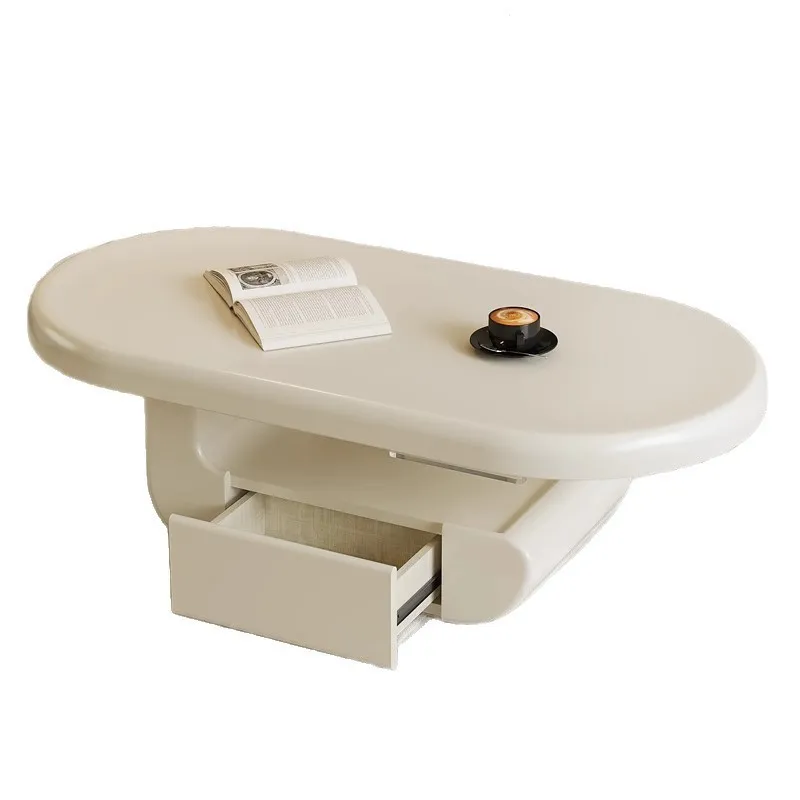 

Cream wind floating coffee table living room home new small apartment solid wood oval design