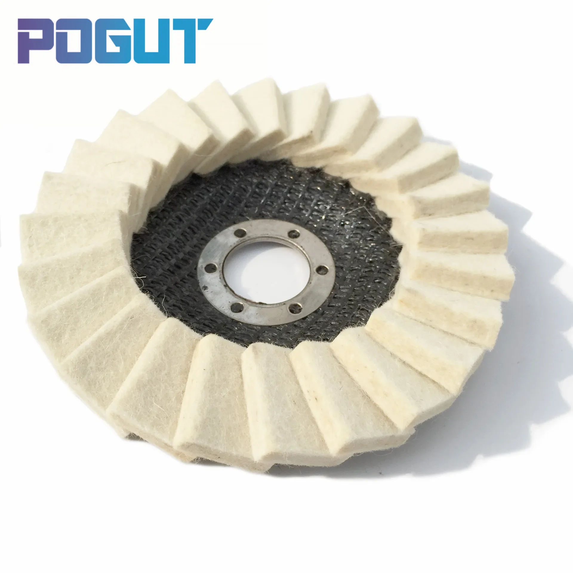 Diámetro de 3 piezas Disco de pulido de solapa de fieltro de lana, amoladora angular para pulir vidrio de Metal, 4 ", 5"
