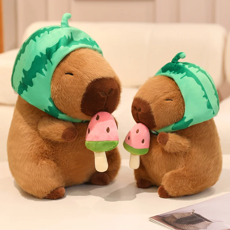 

Летняя еда Ice Pop Арбуз Капибара Плюшевые игрушки Милый плавательный капибара Плюшевая мягкая игрушка Watermenlon Hat Декор Kawaii Capi для детей