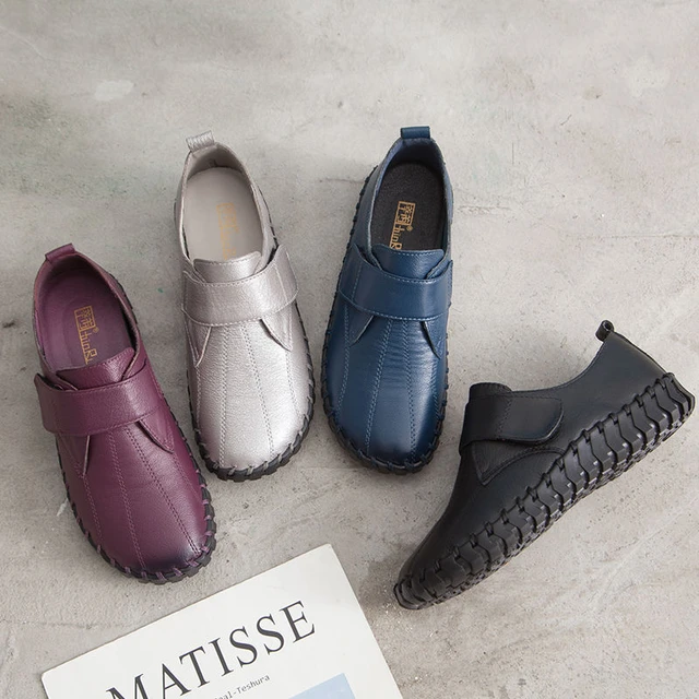 New Top Quality Ballet Flats Women s Luxury Real Leather Shoes Big Size 42 Ladies Loafers Mom Work Shoes Woman Black Moccasins AliExpress