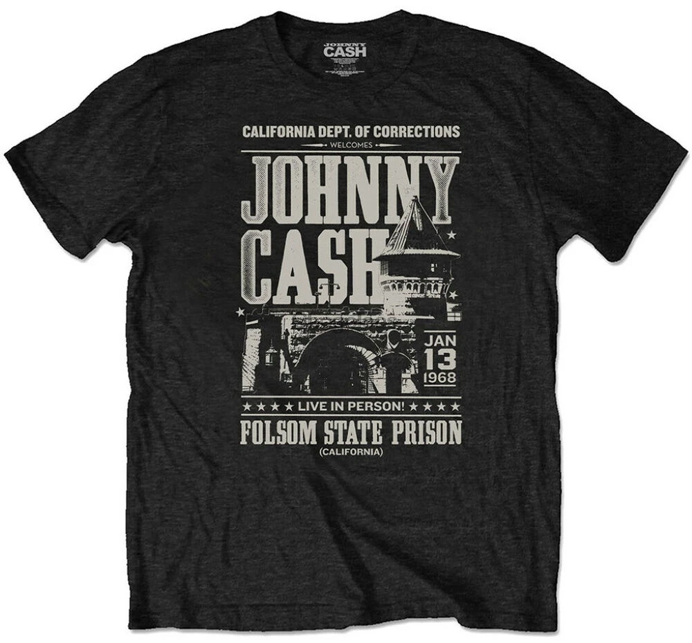 Johnny Cash 'Prison Poster' (Black) Eco T-Shirt - NEW & OFFICIAL!