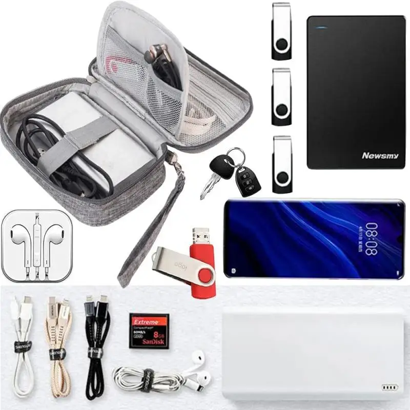 Sacos De Armazenamento Digital Portátil, Organizador, Gadgets USB, Fios, Carregador, Bateria de Energia, Zíper, Saco Cosmético, Estojo, Acessórios, Novo