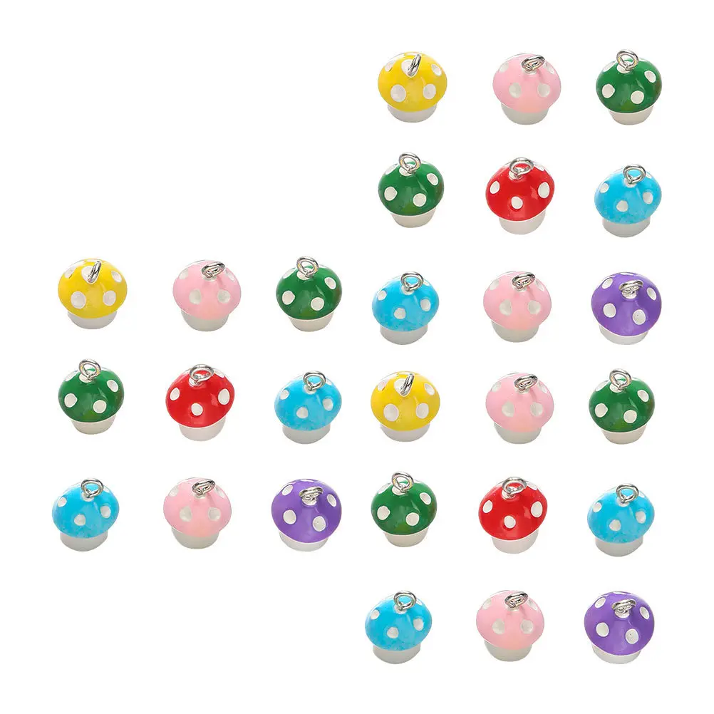 30pcs Mushroom Pendants Resin Jewelry Making Accessories For Necklace Bracelet Earrings Diy Charms Key Chain Craft Supplies
