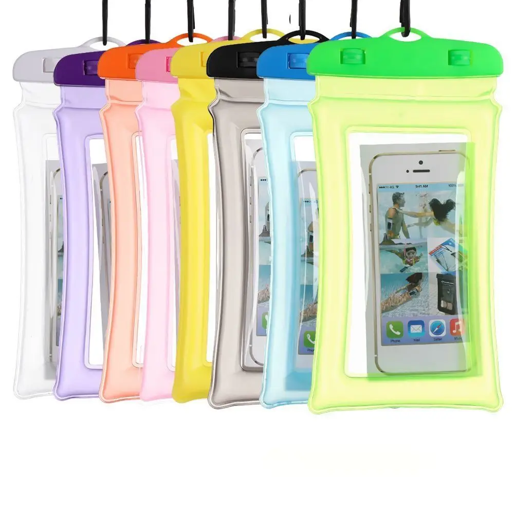 Fashion Swimming Floating Airbag Phone Bags Touchscreen Shockproof Underwater Pouch Transparent Waterproof Phone Cover