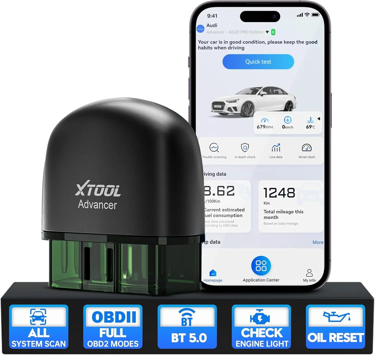 AD20 Pro OBD2 Scanner, Wireless Car Code Reader for iPhone & Android, All System Diagnostic Tool with Free Updates – Check Engin