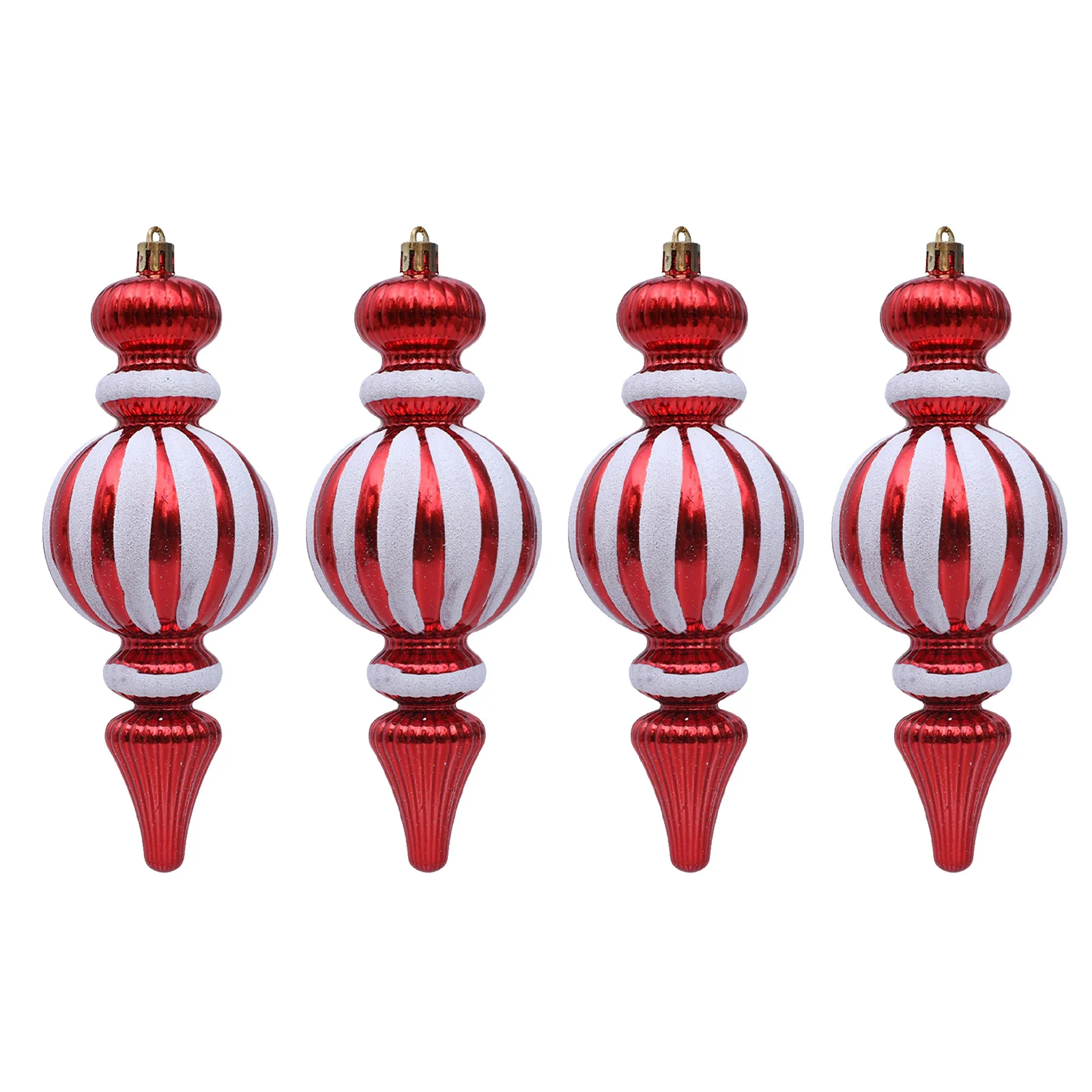 

4Pcs Christmas Tree Hanging Gourd Ornaments Red White Bauble Pendant Holiday Baubles Striped Holiday Hanging Decorations