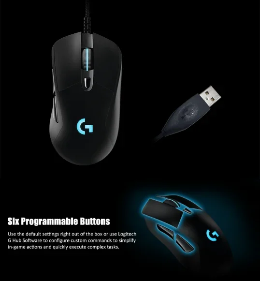 Rato gaming ligeiro g403 hero 25k, leve, rgb, cabo trançado, 25600 ppp, pegas laterais em borracha, rato gaming com fios