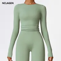 NCLAGEN – chemises de Yoga pour femmes, manches longues, Fitness, course à pied, vêtements d'entraînement, ajustement sec, respirant, haut de sport à haute élasticité, hiver 1