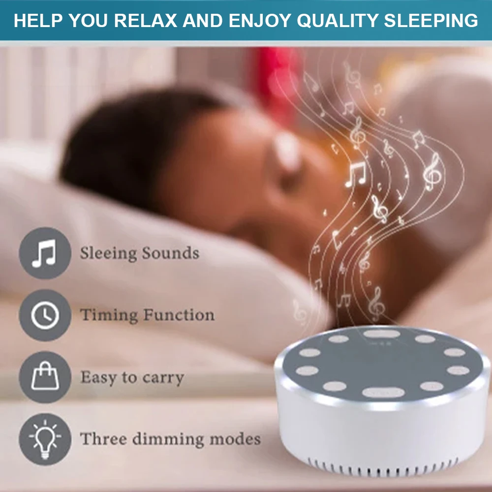 White Noise Machine Portable Baby Sleep Machine Soothing Sounds Sleep Therapy Sound Monitor Generator for Babies Adult Relax image 5