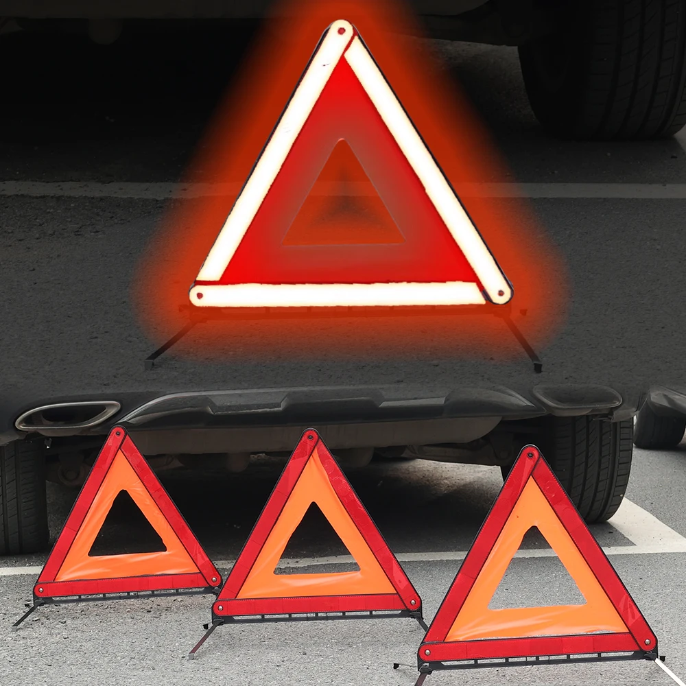 Car Triangle Reflective Tripod Emergency Warning Breakdown Warning Triangle Night Safety Warning Tripod Reflective Accessories