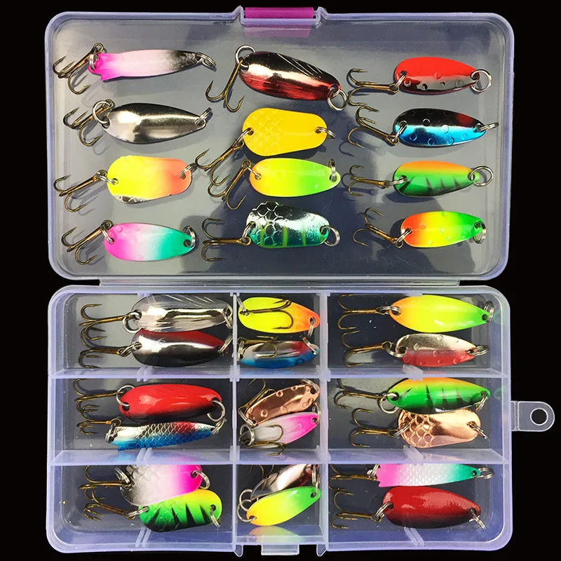 Fishing Lure Beginner Kit Spinner Bait 11-31 Pieces Rotating Sequins Spoons Compound Baits Artificial Lures