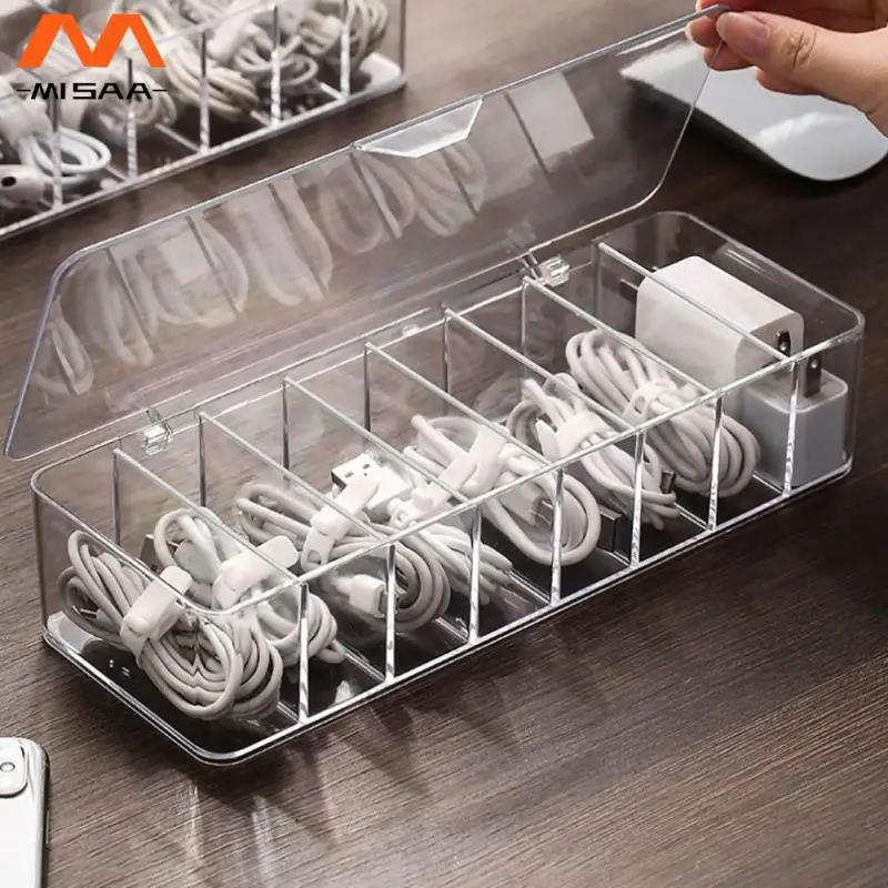 Sorting Box 8 Cells Material Transparent Portable Phone Accessories Desktop Data Cable Storage Case Dustproof Storage Box Hub