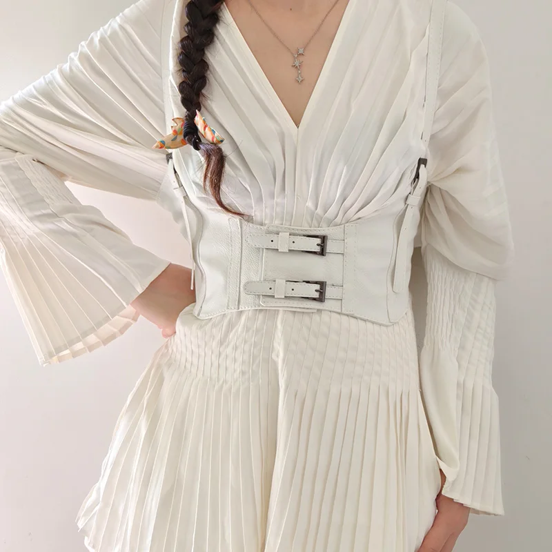 女性トレンドパンクアンダーバストコルセットベルトストリートスタイルワイドウエストバンドコルセットハーネス革ベルト女性ゴシック服 Accessorie