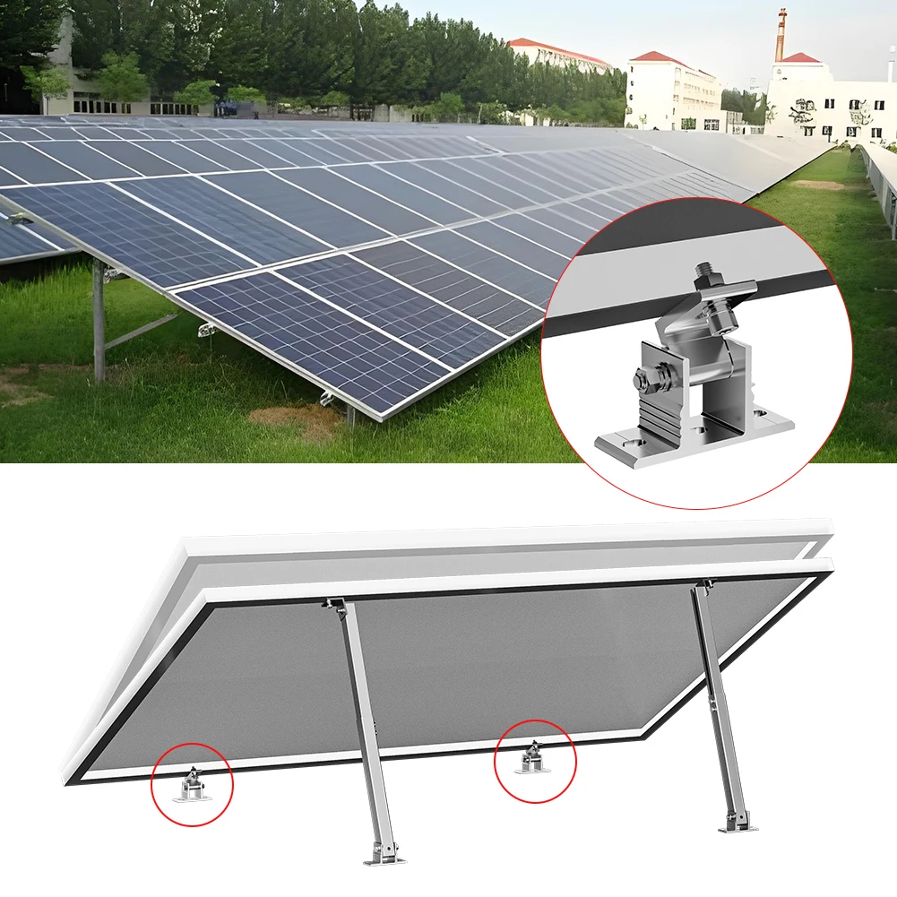 

Solar Holder End Clamp Kit Adjustable Solar Panel Mounting Bracket Aluminum Alloy Flat Roof Mount Holder 15-30 Degrees