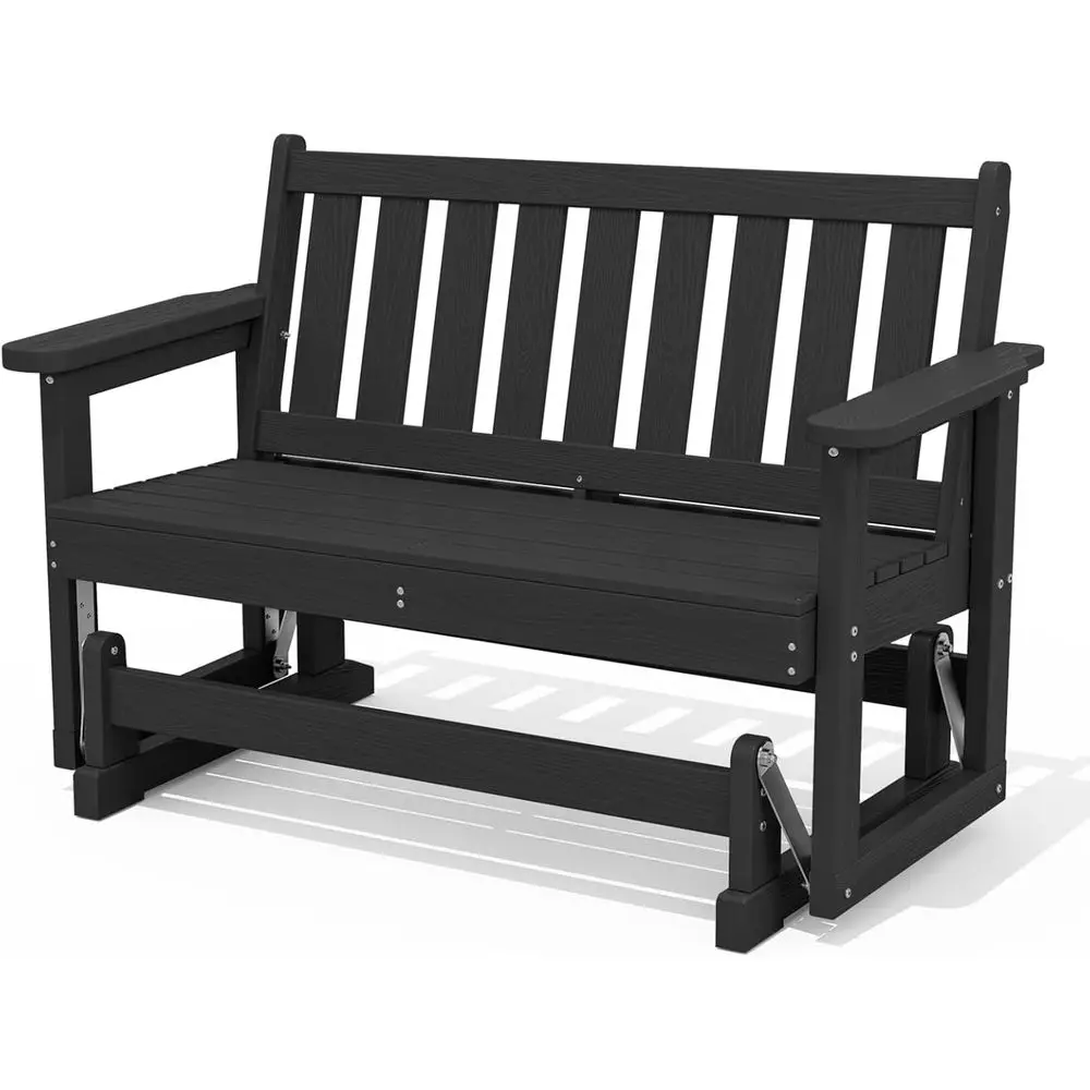

Person Patio Glider Bench, HDPE Material Weather-Resistant Swinging Bench for Outdoor Porch Garden, Black