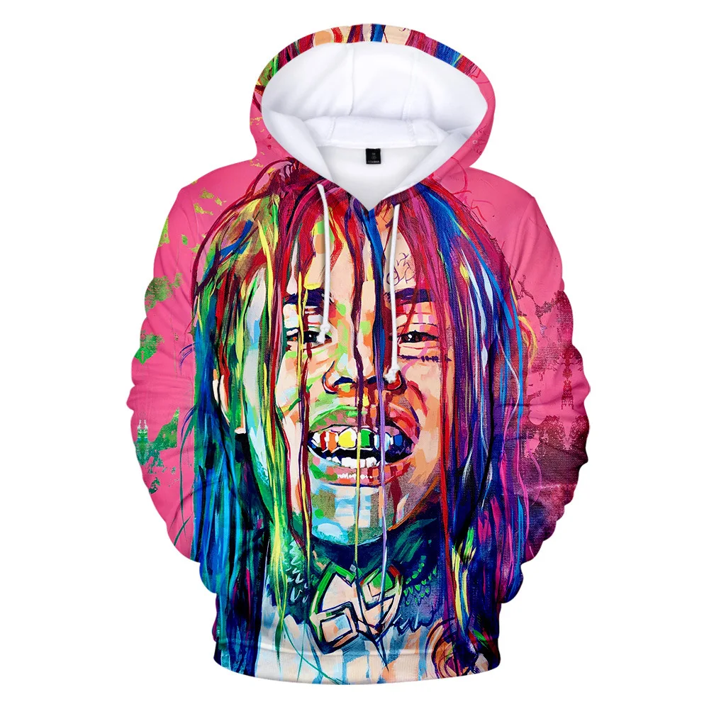 6ix9ine-Sudadera con capucha de Anime 3D para hombre, ropa de calle masculina de Hip Hop, rapero Tekashi 69, Jersey de invierno