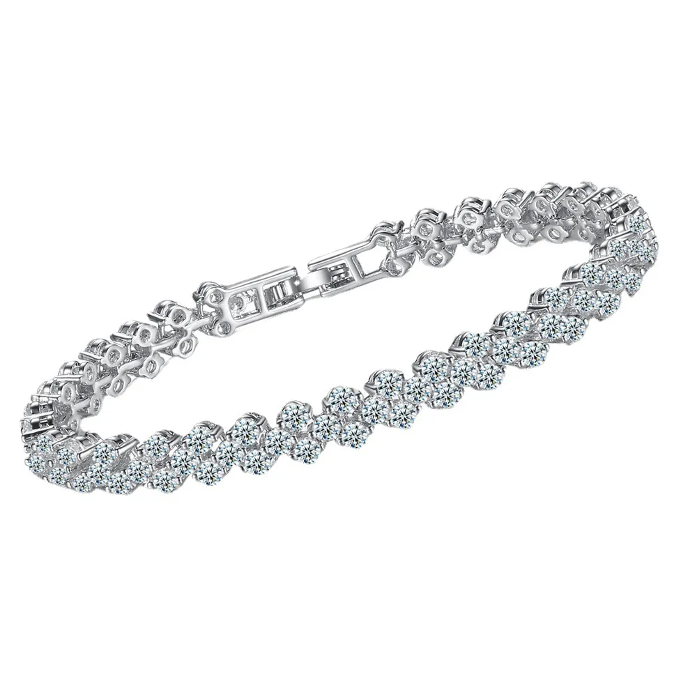 Damen Hip-Hop Kristall Tennis Armband AAA Zirkonia Silberkette Modischer Schmuck Valentinstag Geschenk – Detail 3