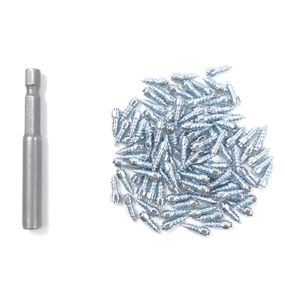 100Pcs Spikes for Tires Universal Scooter Wheel Tire Snow Spikes Studs Tires Anti-Slip Screw Stud Trim 4X12mm