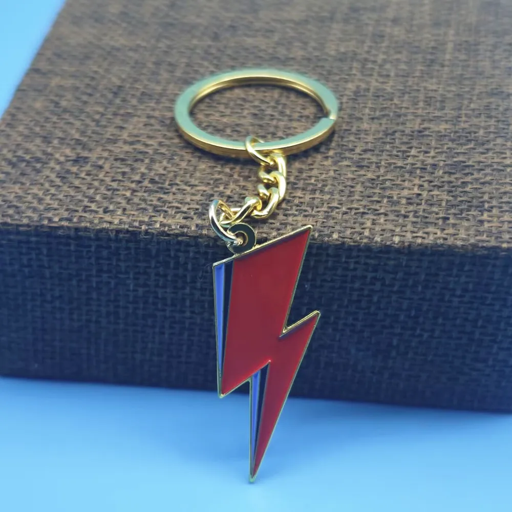 David Lightning Symbol Keychain Punk Rock Music Pendant Fashion Creative Accessories Key Ring Jewelry Singer Fans Gifts