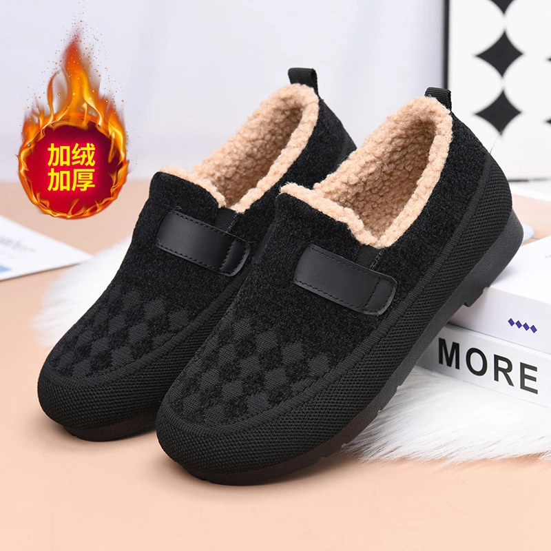 Winter Chinese‑Style Old Beijing Cloth Cotton Boots Fleece‑Lined Thick Warm Non‑Slip Soft‑Sole Elderly Mom Grandma Casual Ankle