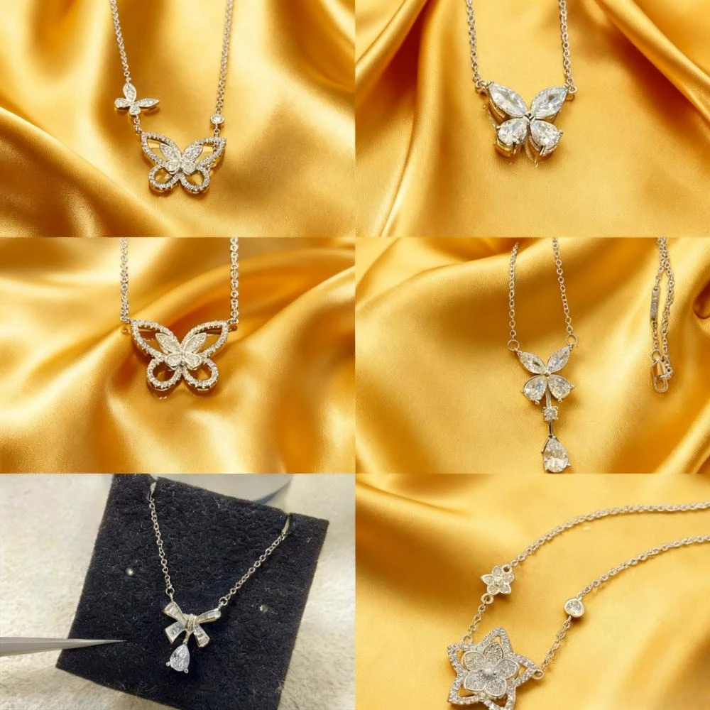 

2025 Trendy Jewelry French - style High - qty Moissanite Luxury Butterfly Women's Necklace, Sparkling, Ideal Party Gift