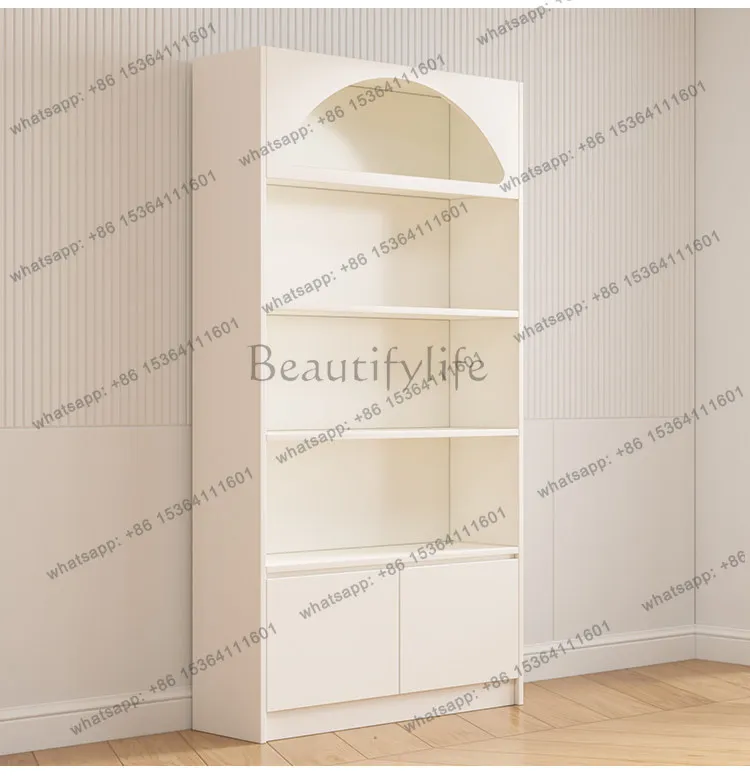 Modern Cream Style Cosmetic Display Cabinet High-end Beauty Nail Salon Multi-layer Jewelry Storage Shelf Office Furniture FYMC