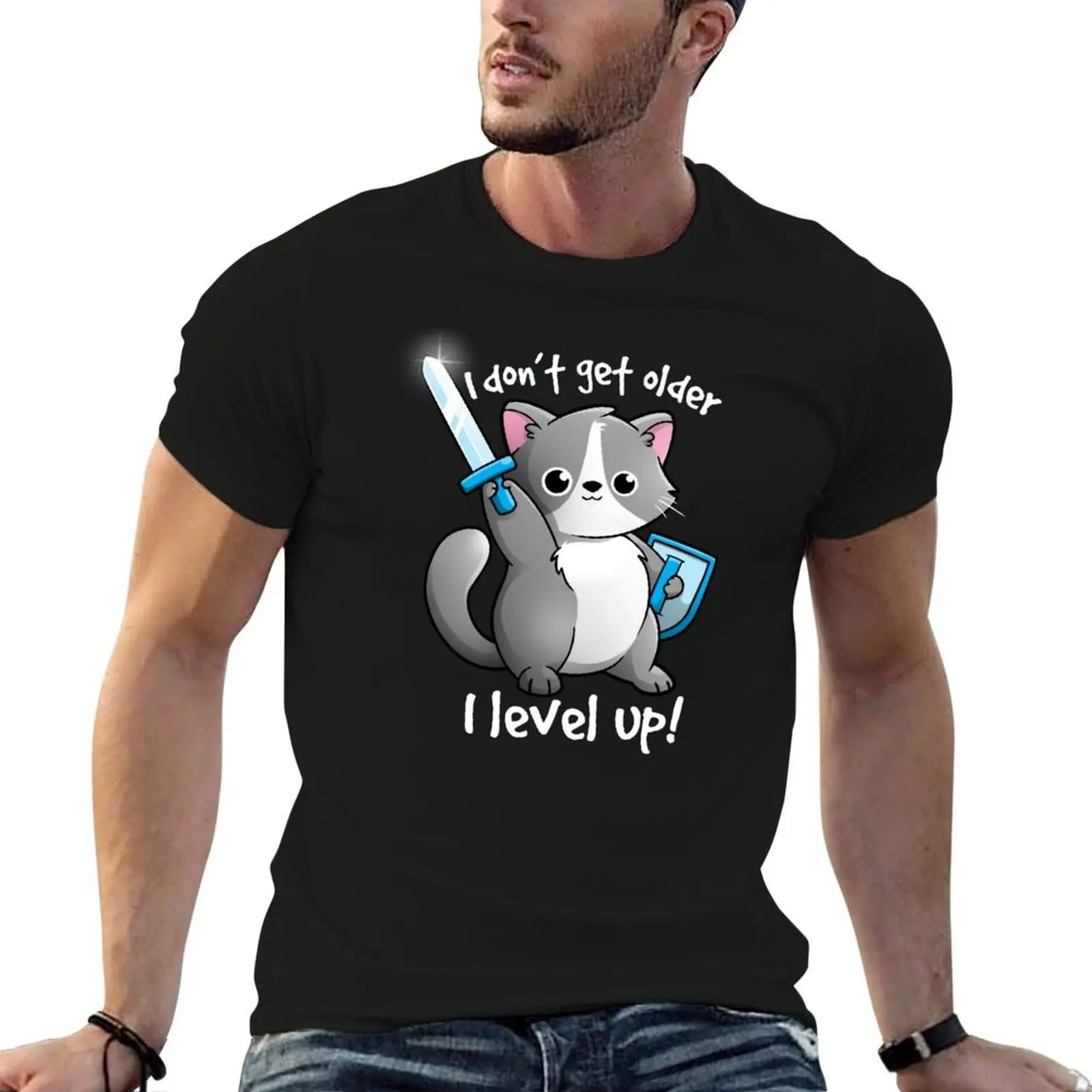 Level up cat T-Shirt graphic t shirts summer clothes mens clothes