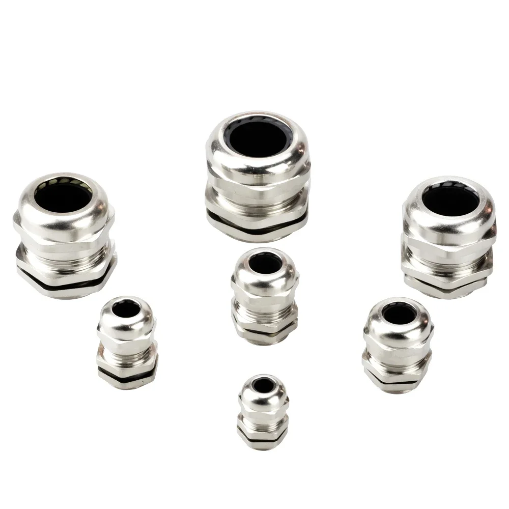 1piece Waterproof Cable Gland Connector IP68 Nickel Plated Brass Metric Cable M8 M10 M12 M14 M16 M18-M36 Fit 18-25mm For 4-8mm