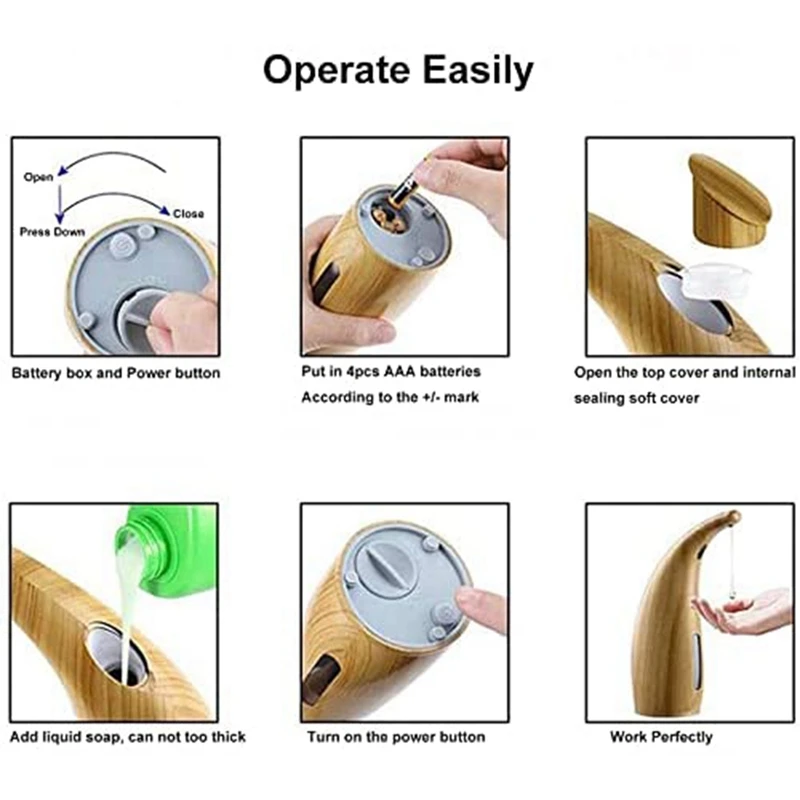 ¡Caliente! Dispensador de jabón automático, dispensador de jabón líquido sin contacto, con sensor de movimiento infrarrojo, 300Ml/11Oz