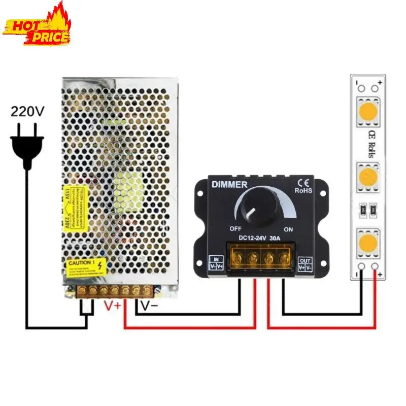 

Ручка регулировки яркости включена/выключение выключателя Dimmer Pwm Controller для Dimmer 12V 24V 30A Светодиодный светодиод