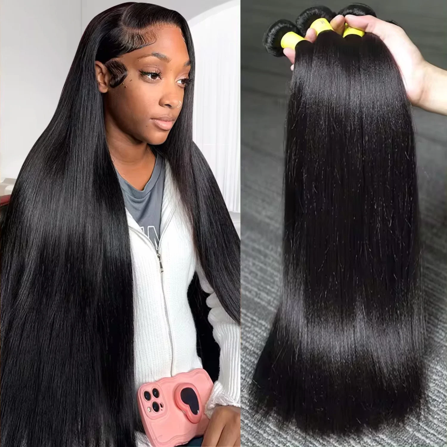 Straight Bundles Human Hair 16 18 20 Inch 2/3/4 Bundles 100% Unprocessed Brazilian Virgin Human Hair Bundles Straight