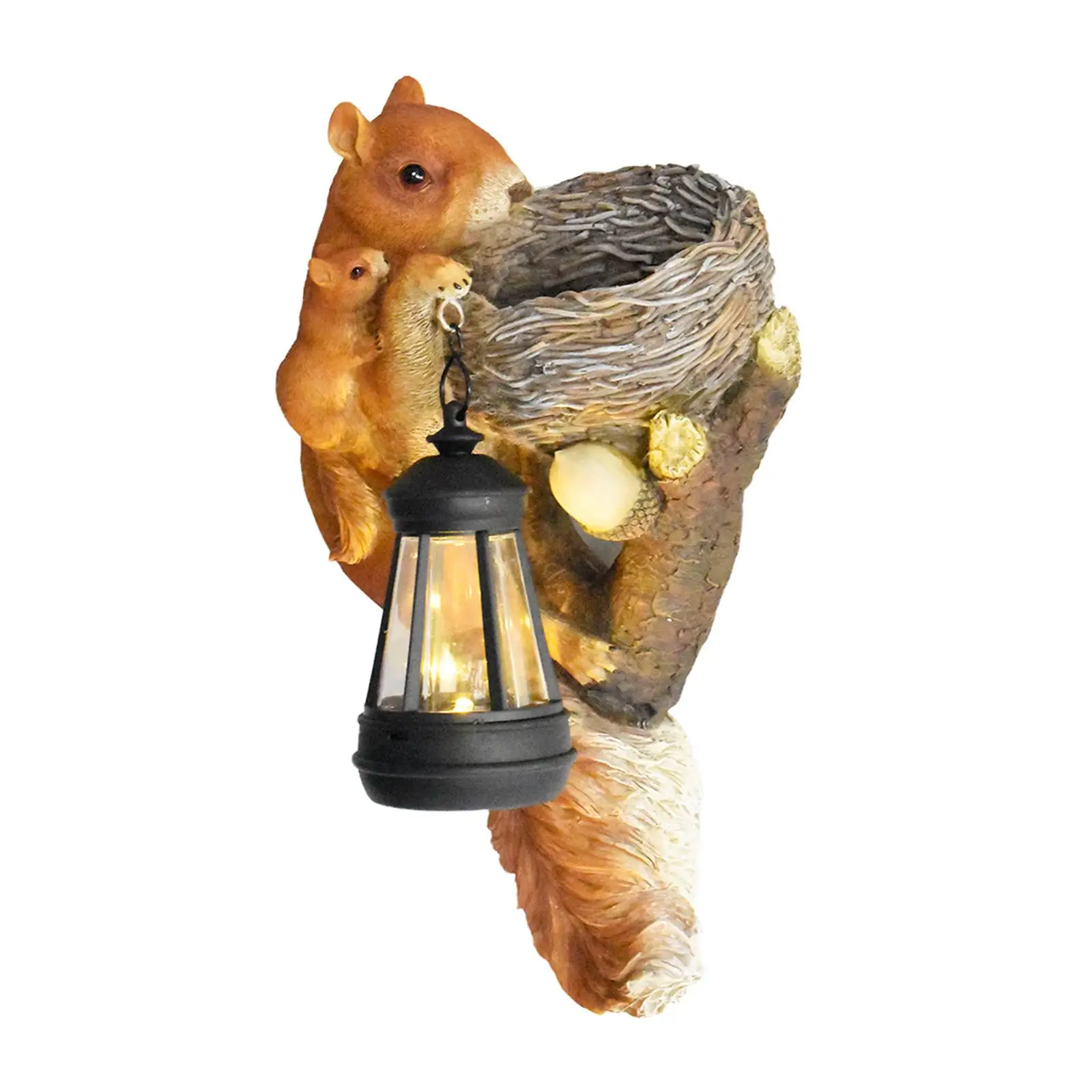 

Solar Squirrel Statue Garden Decor with Solar Lights Handmade Crafts Resin Balcony Light for Courtyard Garden Yard Lawn Patio