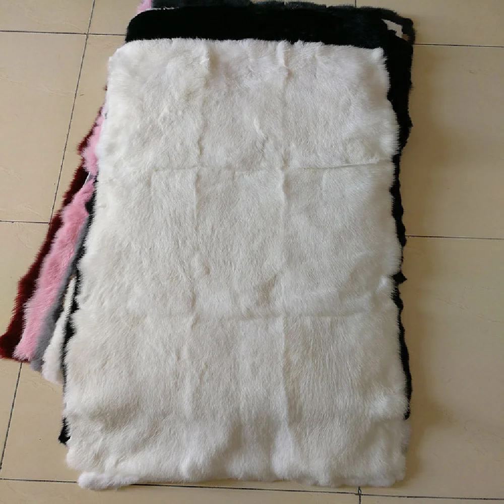 White rabbit fur blanket Clothing fabrics Rabbit leather mattress filling