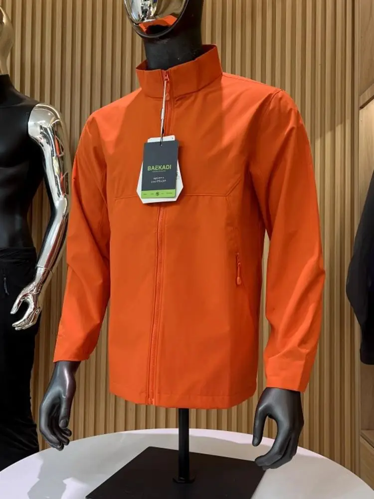 

Outdoor Men's Soft ell Jaet 3D Tailoring Lightweight Waterproof Fabric Stand Collar Zipper Decoration Spring Autumn Wear