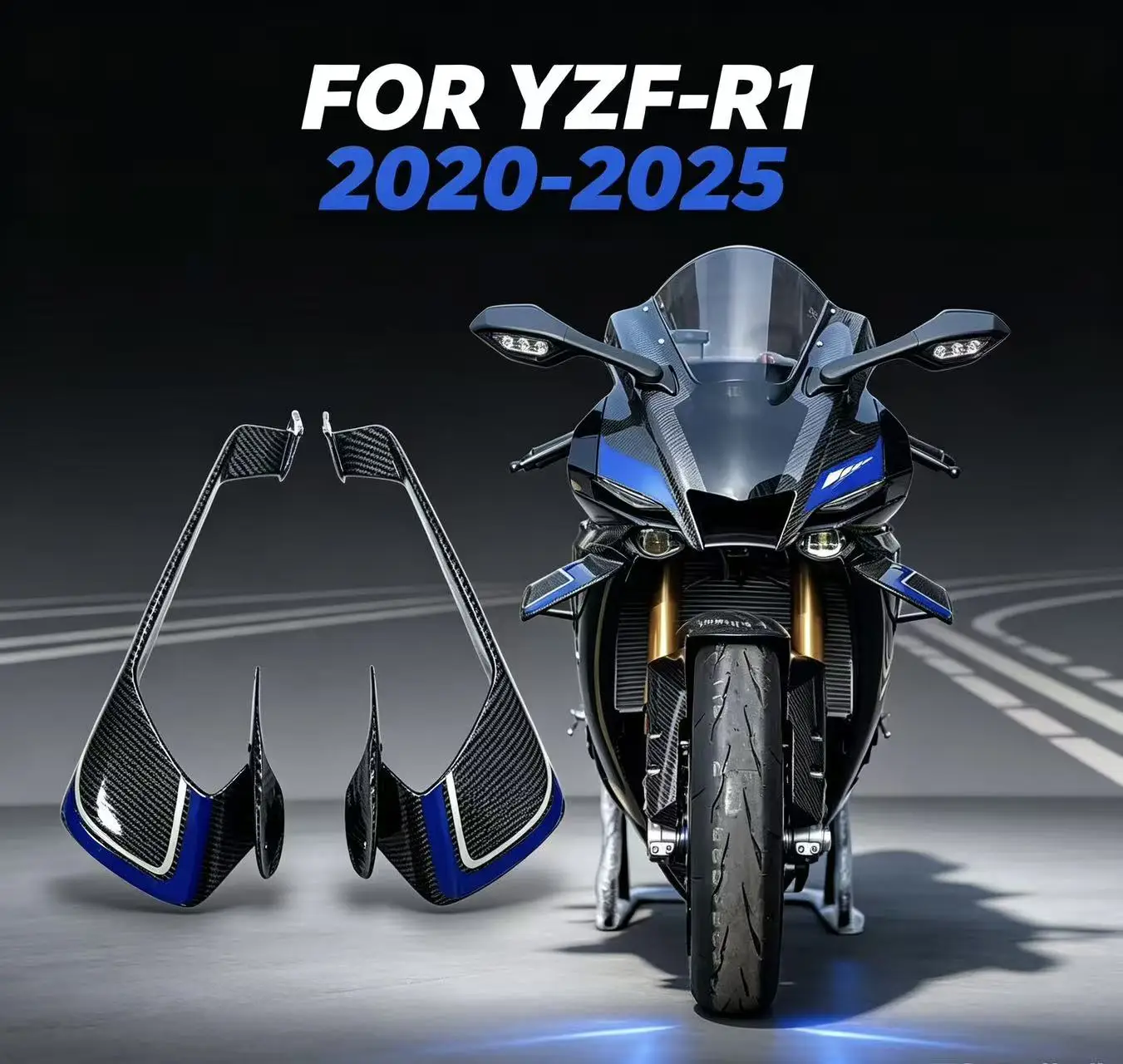 For Yamaha YZF-R1 R1M 2020-2025 NEW Motorcycle Accessory ABS Fairing Fixed Wing YZF-R1 Spoiler Winglet Wing Kit