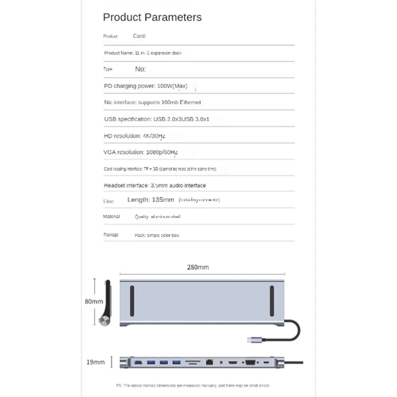 

N35R_11 In 1 Type C Dock USB Hub 3.0 Splitter Multiport Adapter_1