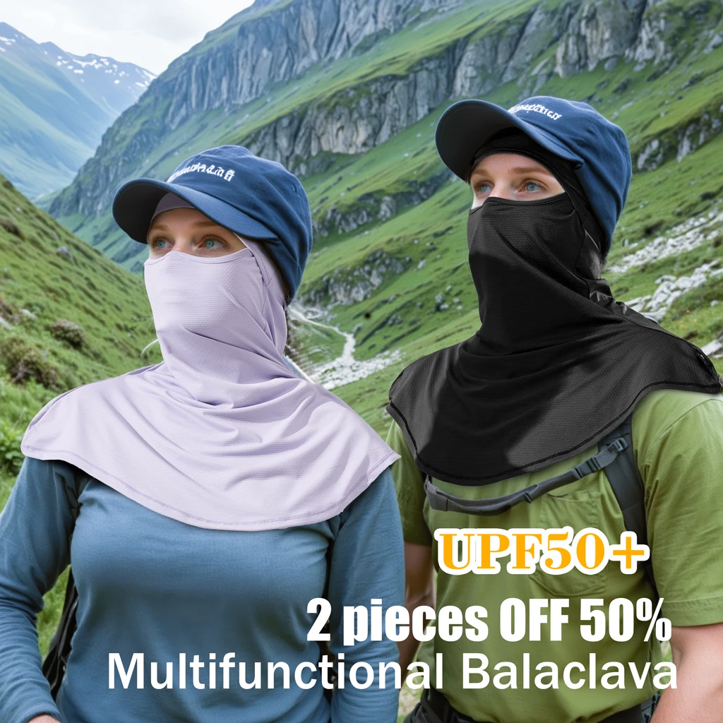 1/2 Pcs Balaclava Full Face Mask Summer for Sun Protection Breathable Long Neck Covers for Men Women Cycling Fishing Out Door