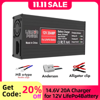 14.6V 20A Smart Lifepo4 Battery Charger 4S 12V High Power For Lithium iron Phosphate LFP RV Battery Pack Smart Chargers