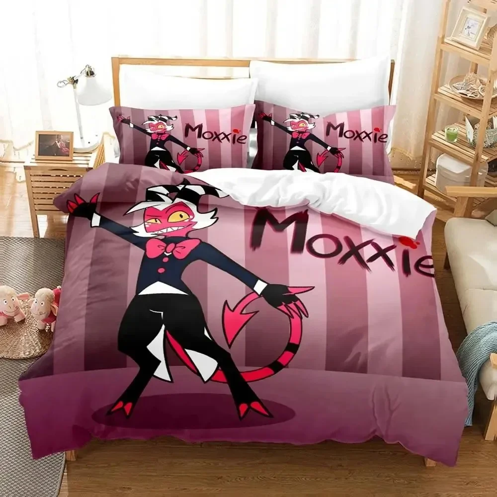 3D Print Hazbin Moxxie Hotel Bedding Set Duvet Cover Bed Set Quilt Cover Pillowcase Comforter king Queen Size Boys Adult