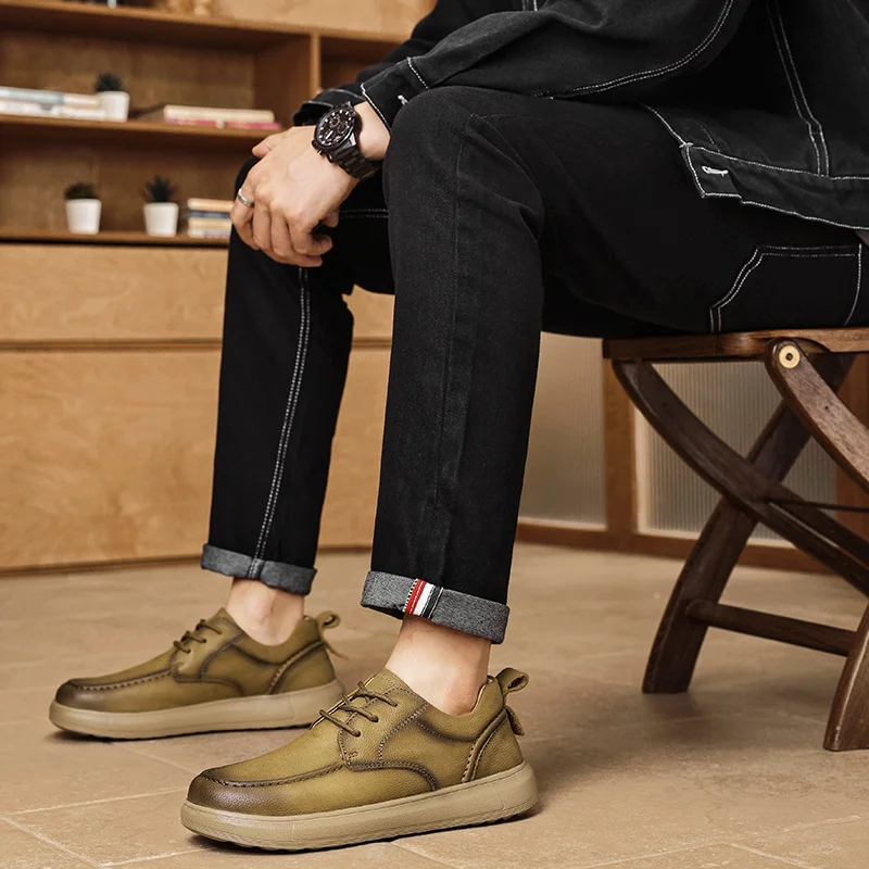 

Leather Men's Winter Sneakers Lace Up Men Casual Sports Shoes Anti-skid Durable Tennis Man Fashion Men Sneakers