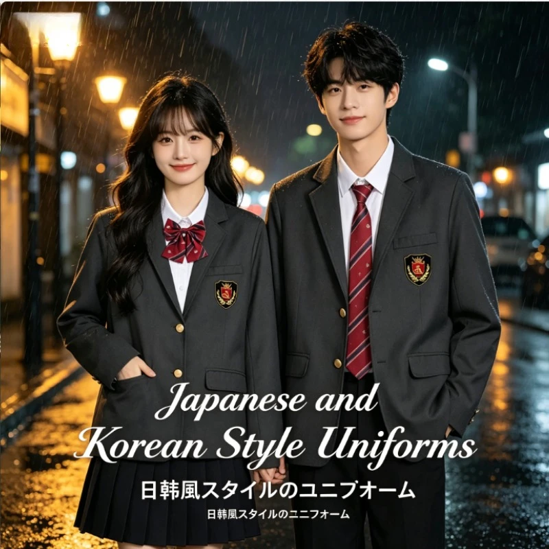 

Korean Style College Black Suit Set, Elegant School Uniform for Middle School Students, Ideal for Daily Wear, Sports & Chorus