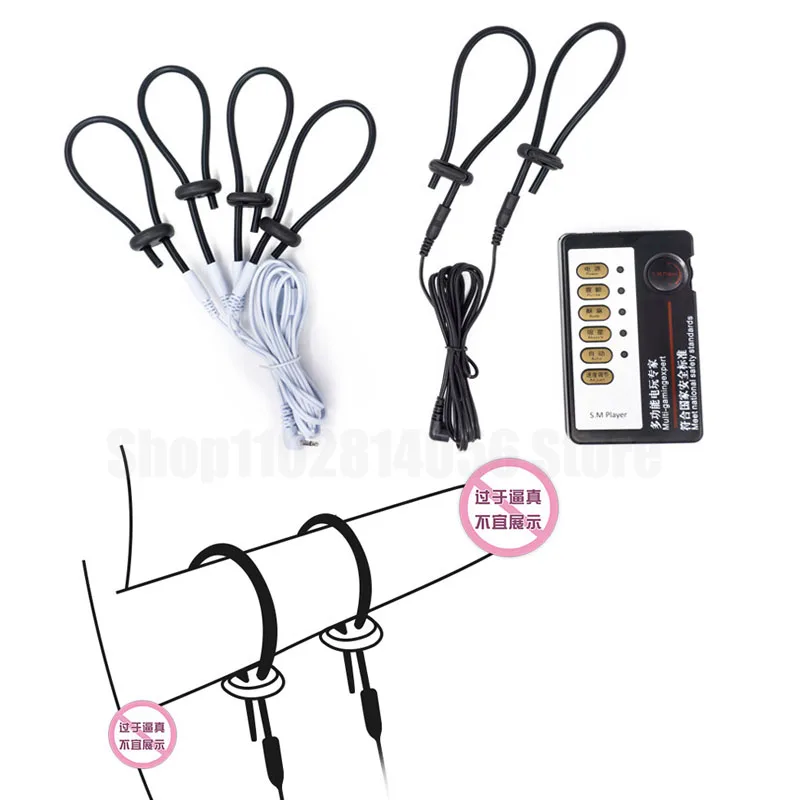 Electric Shocker Tube Penis Ring,Electro Shock BDSM Conductive Loops Cock Ring Stimulator,Electrostimulator Sex Toys for Men Gay