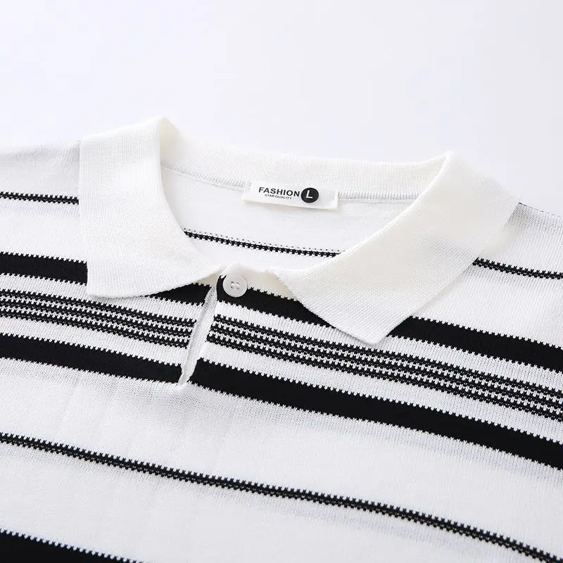 2026 Summer New Style Men's Collarless Polo Shirt - Breathable Coolness Mesh Openwork Patterned Knitted Short Sleeve