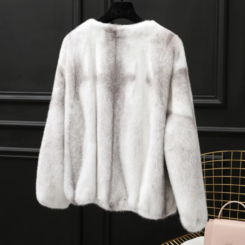 mink fur coat overall Cross fur coat short 2023 women's clothing outerwear jacket coats winter coat new V-neck models