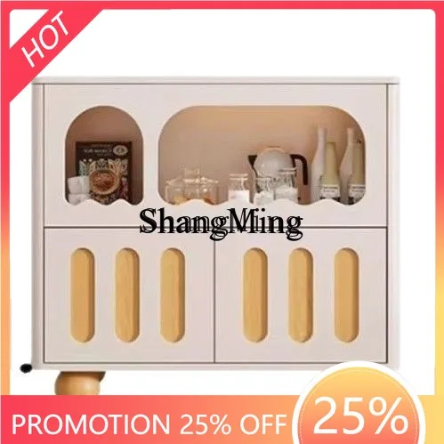 

ZYY modern simple log cream style dining cabinet wine cabinet living room home against the luxury porch storage rack