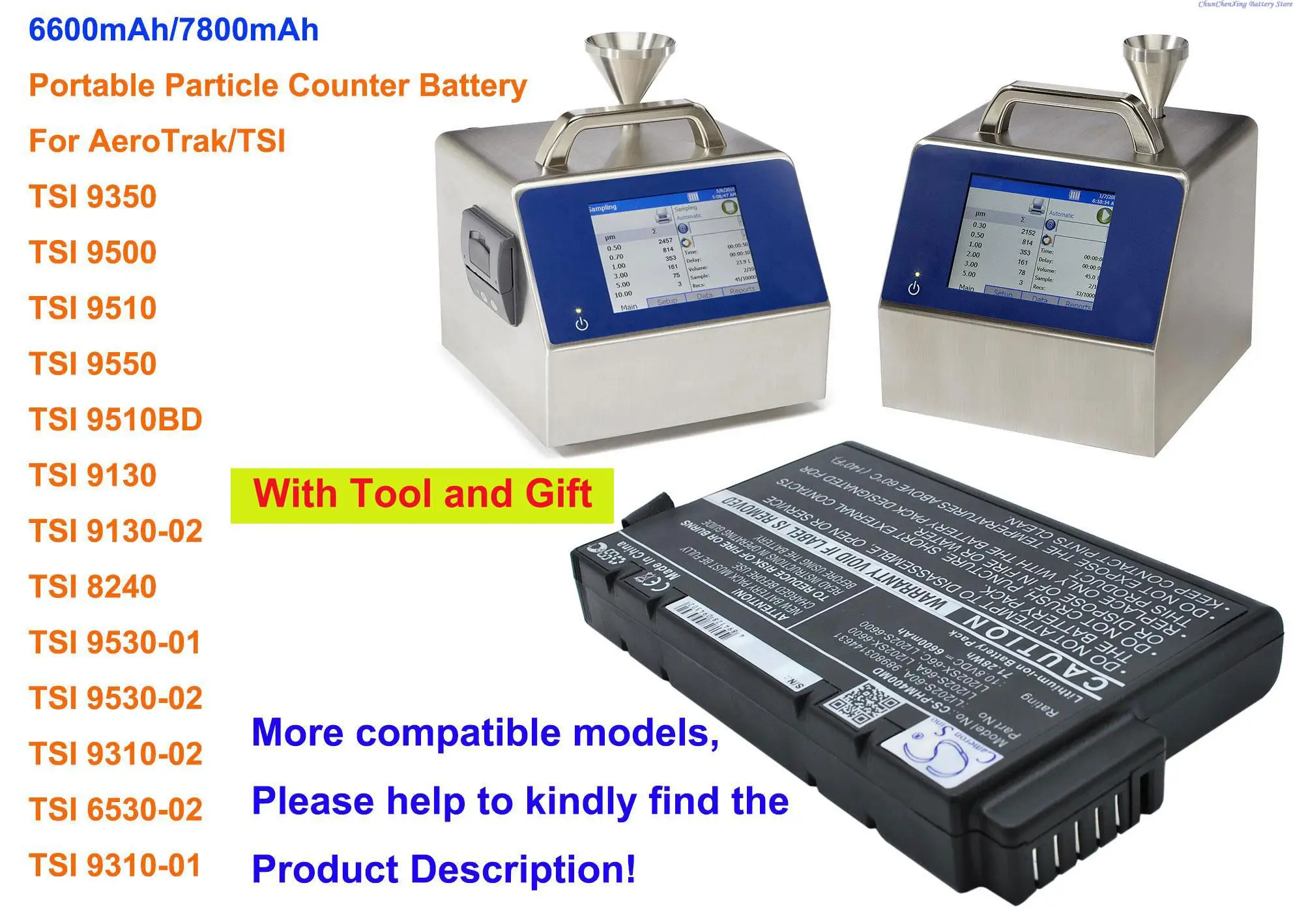 

Cameron Sino 6600mAh/7800mAh Battery for AeroTrak/TSI TSI 8240, 9130, 9310, 9350, 9500, 9510, 9530, 9550