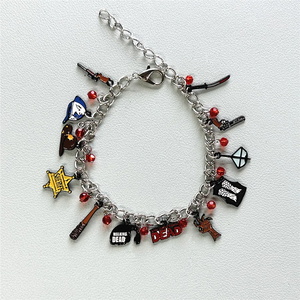 JYYH The Walking Dead Inspired Bracelets Zombie Survival Horror Charm Jewelry Mini Metal Axe Pendant