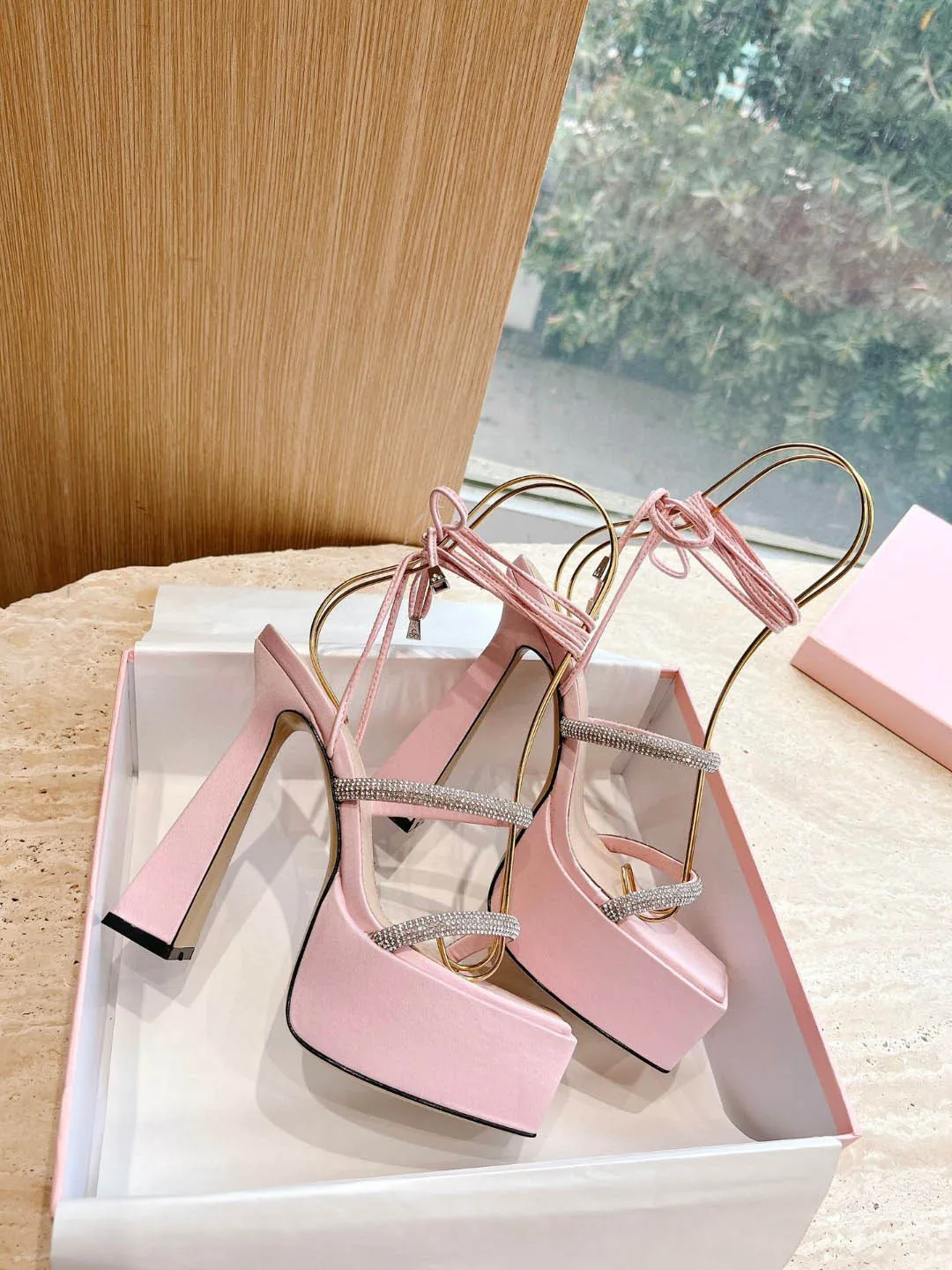 

Devon Crystal-embellished Satin Platform Sandals high heels fashion thin high heels silk sandals female high fairy wedding shoes